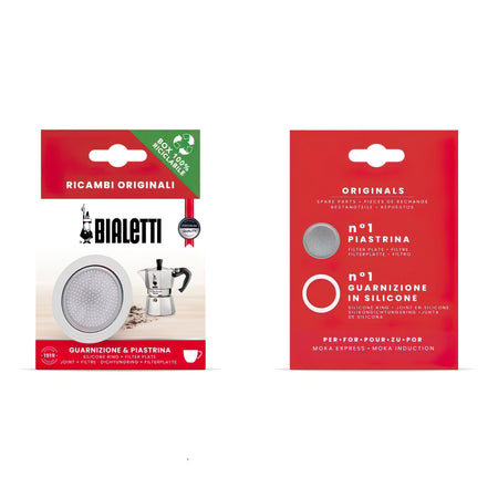 3 replacement gaskets + 1 filter for Bialetti Moka Express 12 cups
