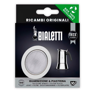 Bialetti Stainless Steel Seal 10 Cup Seal & Filter Kit - 8.5cm